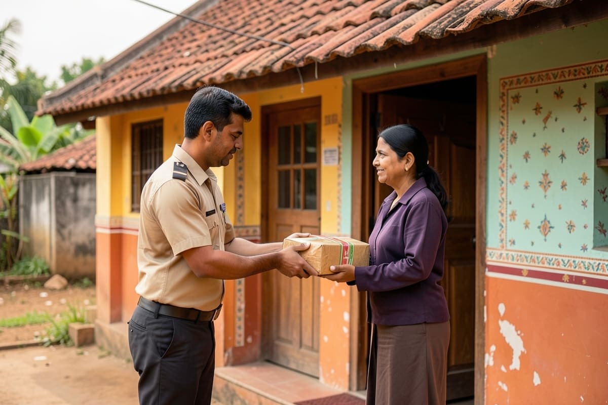 A delivery reaching a real customer's doorstep